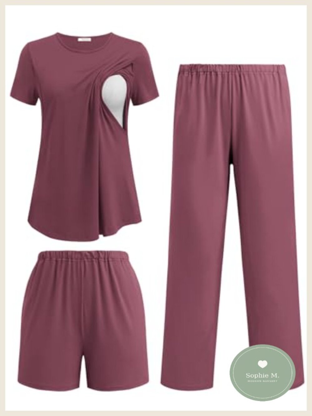 Nursing Pajama Set 3 Piece Maternity Breastfeeding Pjs